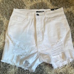 Fashion Nova White Ripped Jean Shorts